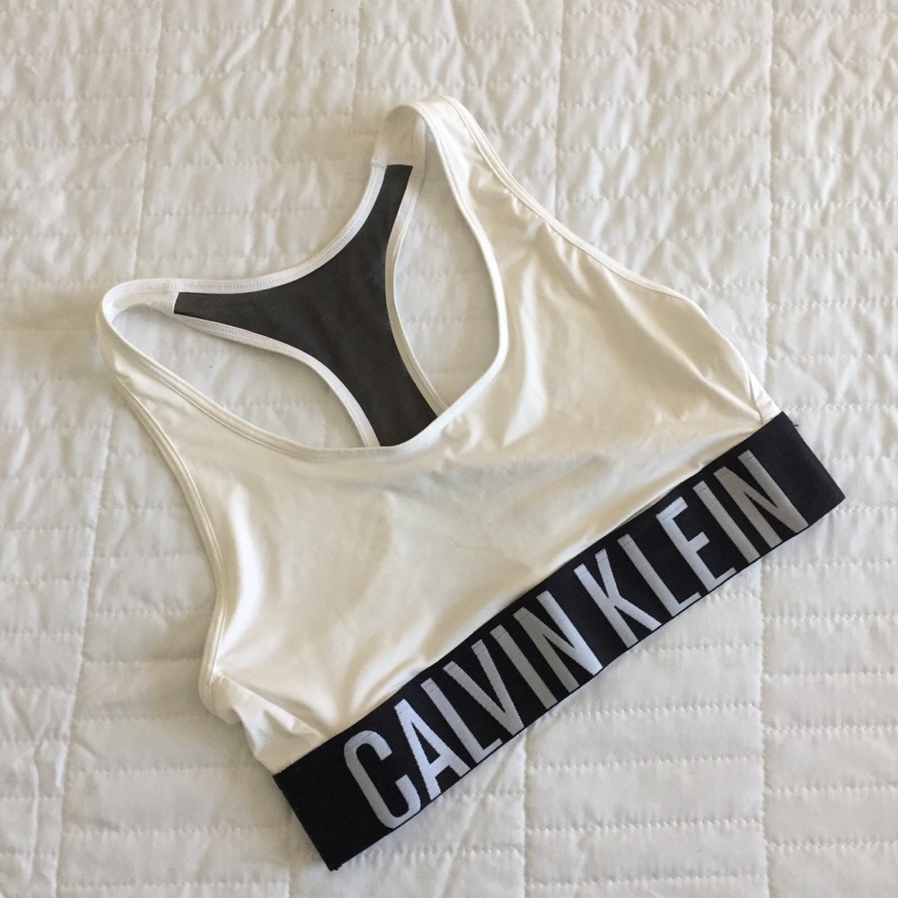 CALVIN KLEIN logo sports bra crop top